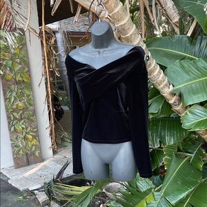 all saints off the shoulder velvet top
